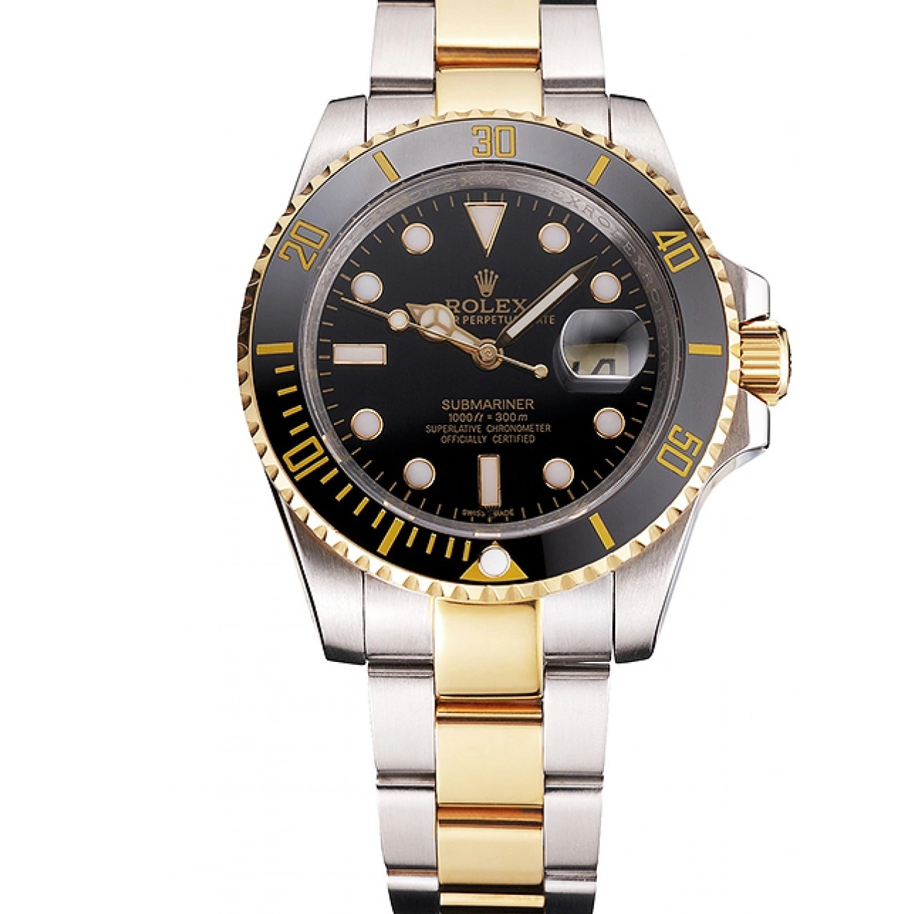 Best AAA Replica Sites Rolex Swiss Bracelet Tone Submariner And Gold Steel Two Dial Bezel Black 0728